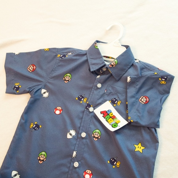 super mario button up shirt